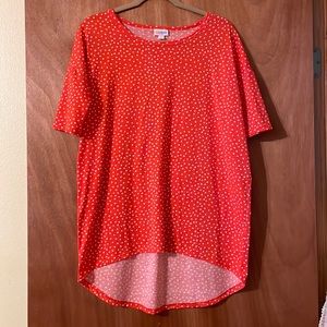LulaRoe Irma tunic top, 🎉3 for $30.🎉 ☺️  orange & white polka dots! (Mlb
